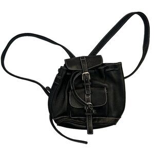 Village Tannery NYC Designs By Sevestet Black Mini Pebbled Leather Backpack